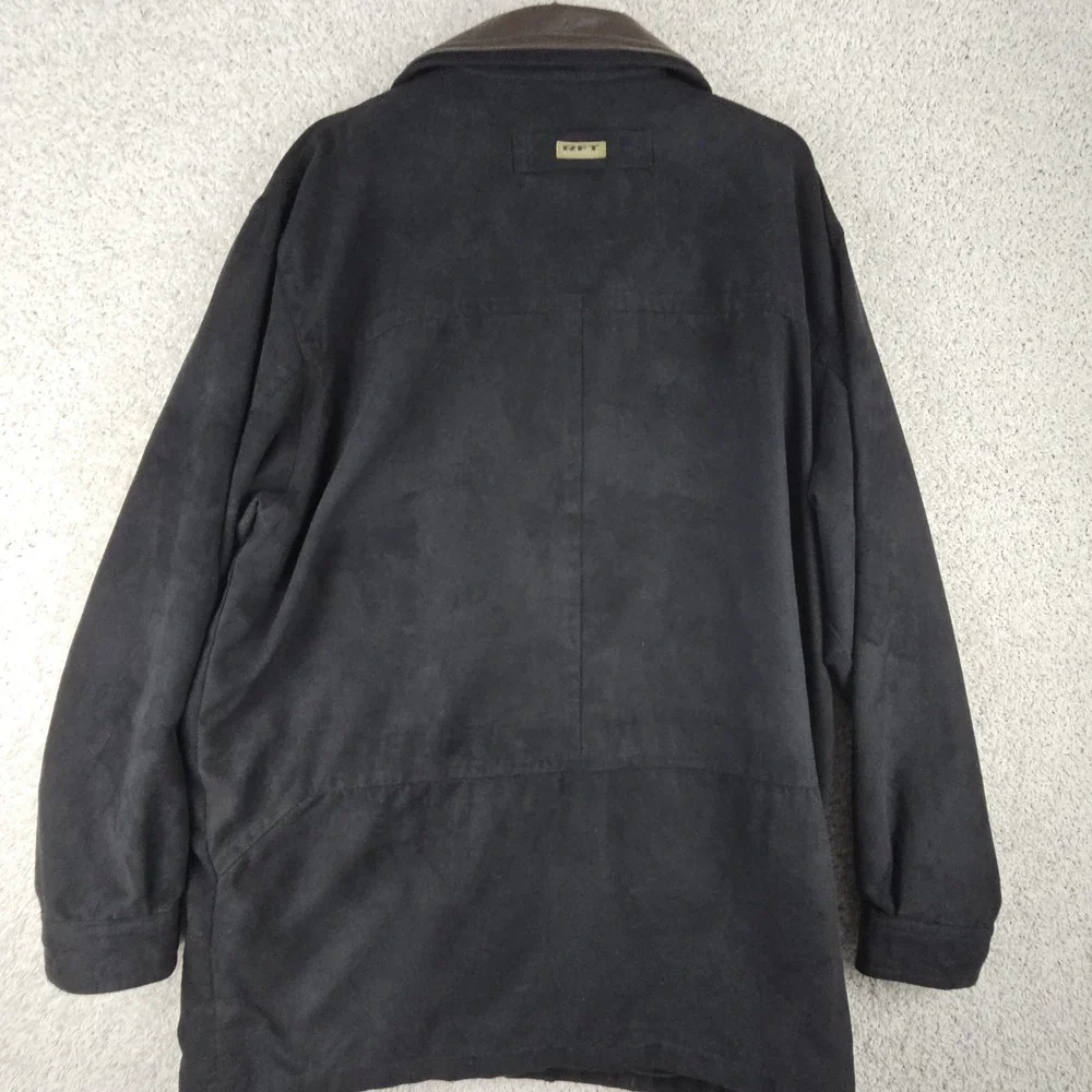 RFT Rainforest Down Filled Jacket Mens Large L Black Casual Faux‎ Suede